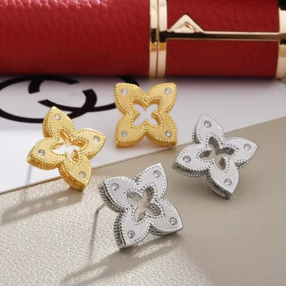 Luxury Gold Floral Earrings - Picture 5 of 7